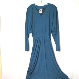 Vintage Jody T of California Green Terry Cloth Elastic Waist Maxi Dress M/L